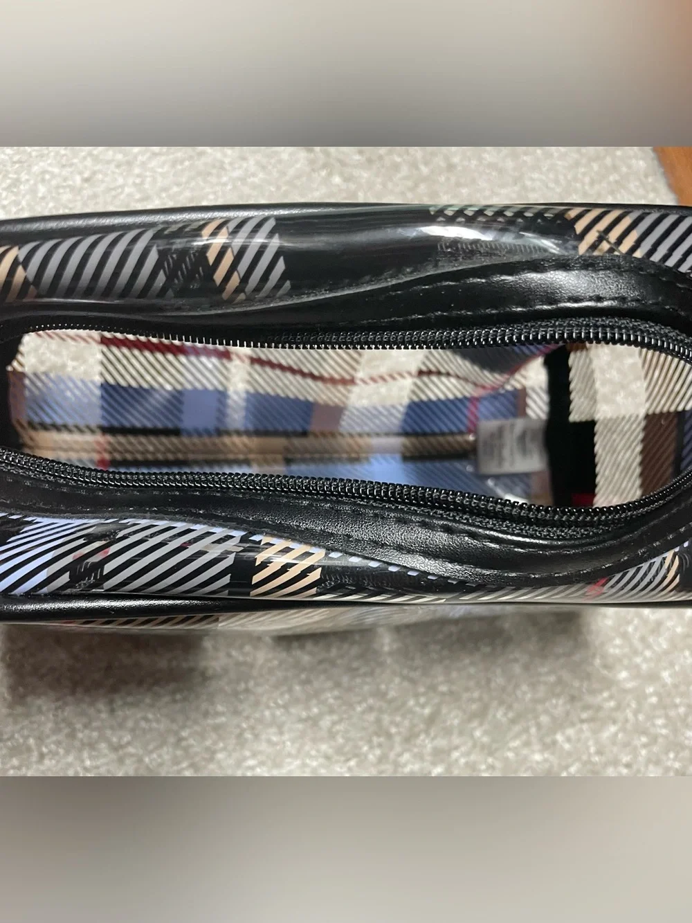 Vera Bradley Black Plaid Clear Cosmetic Bag